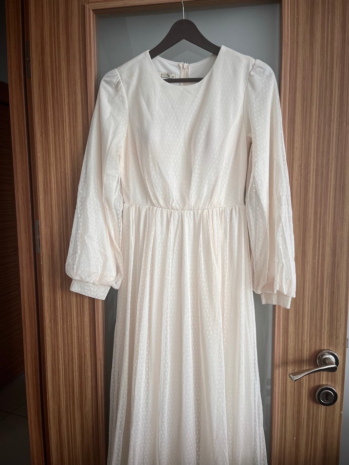 Bohem ekru Uzun Elbise - Görsel 2