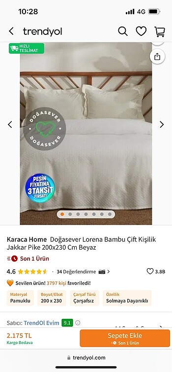 Beden beyaz Renk KARACA ÇİFT KİŞİLİK PİQUE