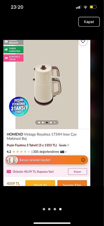 Diğer HOMEND VINTAGE ÇAY MAKİNESİ