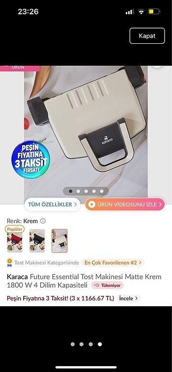 Beden KARACA TOST MAKINESI