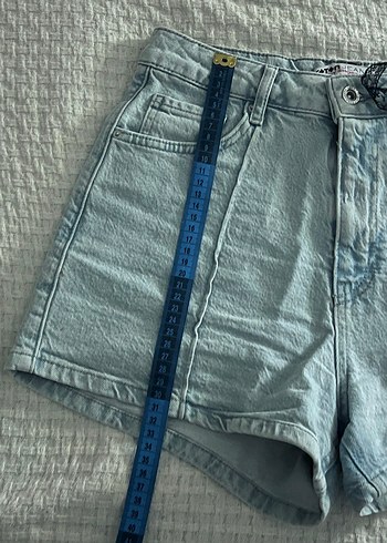 Buz Mavisi Mini Kot Şort Coquette Y2k - Görsel 4