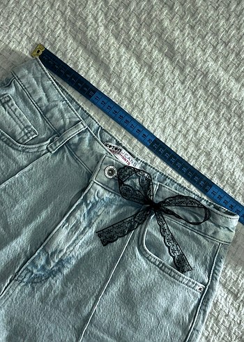 Buz Mavisi Mini Kot Şort Coquette Y2k - Görsel 3