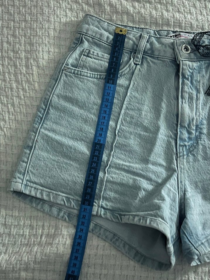 Buz Mavisi Mini Kot Şort Coquette Y2k - Görsel 4