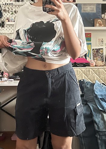 Grunge Y2k Siyah Şort - Görsel 3
