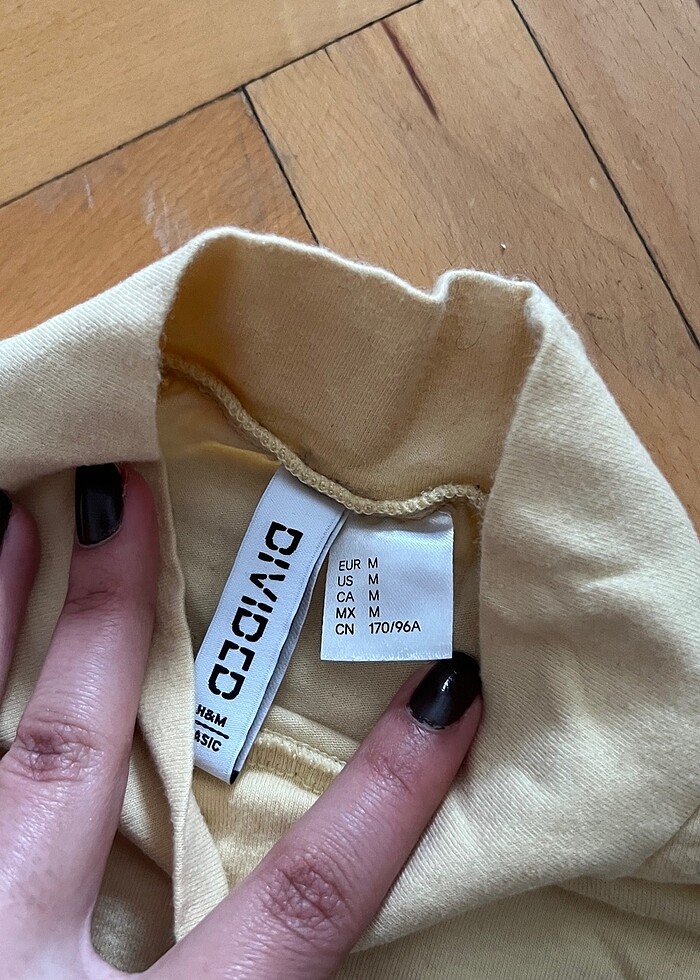 H&M Sarı Crop Boğazlı Bluz - Görsel 2