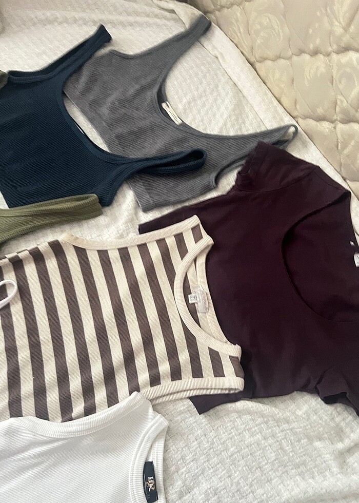 Pull And Bear Addax Y2k Cpquette Vintage Crop Bluz - Görsel 3