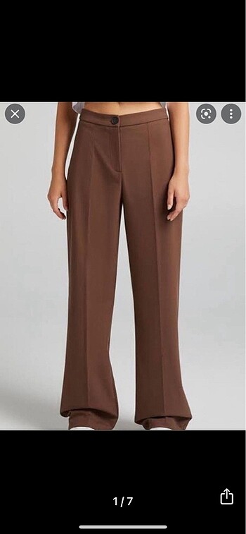 bershka kahverengi wide leg pantolon
