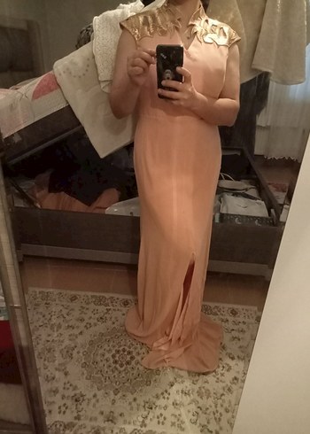 Abiye Bej Drapeli Straplez Midi Abiye Elbise