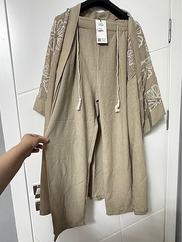 44 Beden camel Renk Kimono takım