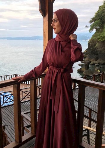 Bordo Uzun Bohem Salaş Kadın Elbise