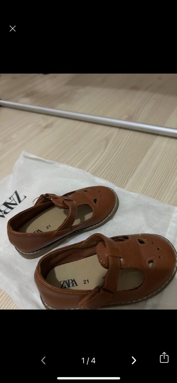 Kız Çocuk Kahverengi Tokalı Babet Ayakkabı - Görsel 3