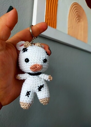 Amigurumi inek anahtarlık 