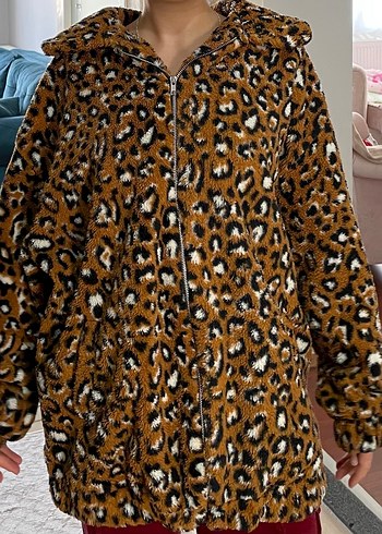 Kahverengi Leopar Desenli Kadın Ceket - Görsel 2