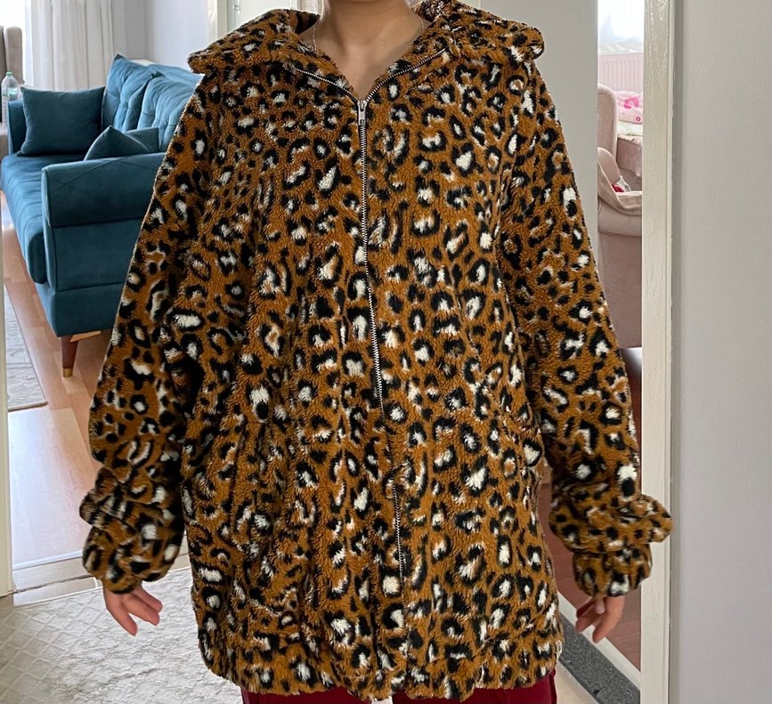 Kahverengi Leopar Desenli Kadın Ceket - Görsel 2
