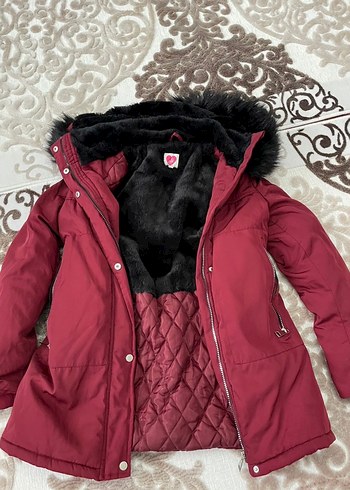 Bordo Kadın Kışlık Kürklü Mont - Görsel 2