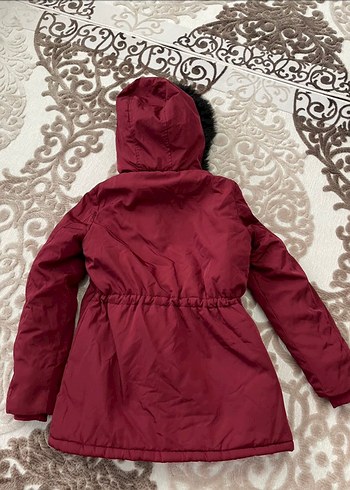 Bordo Kadın Kışlık Kürklü Mont - Görsel 3