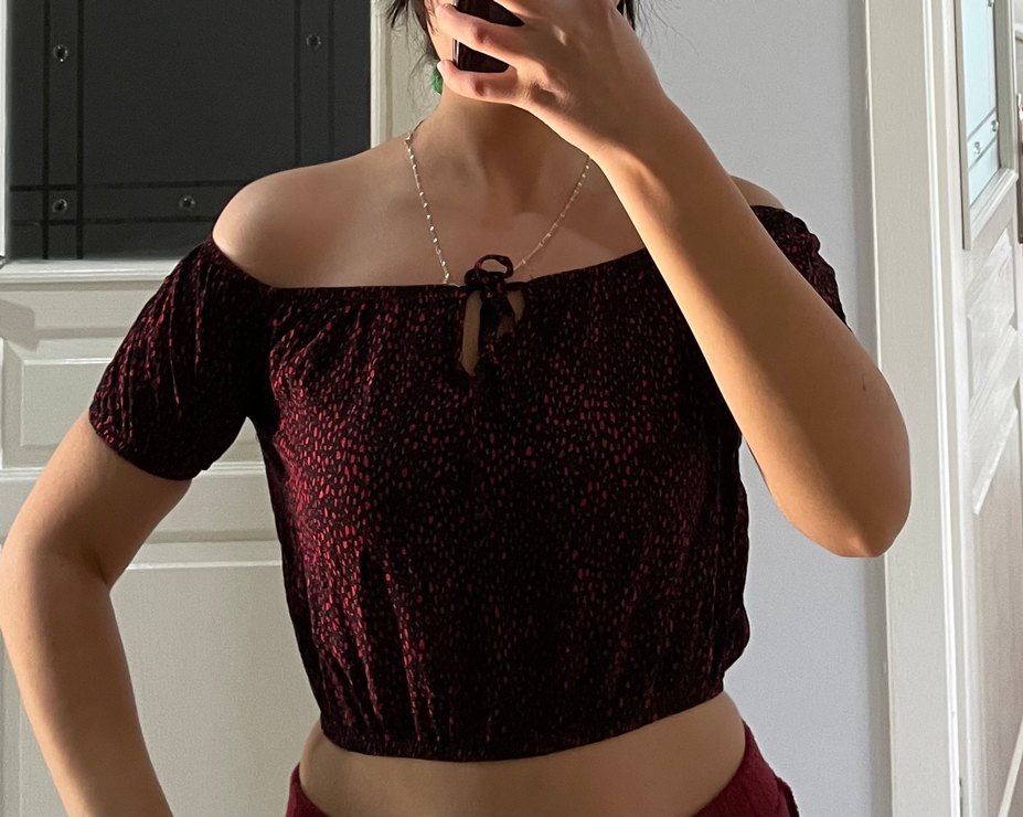 Bordo Mini Bağcıklı Renk Geçişli Bluz - Görsel 2