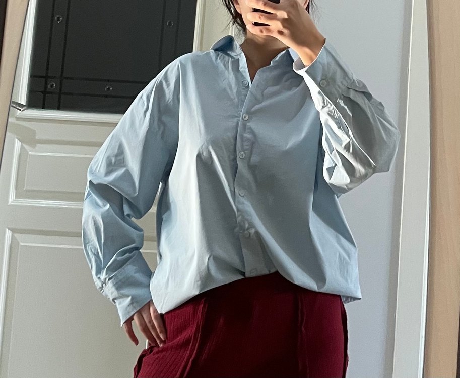 Mavi Düğmeli Kadın Gömlek - Görsel 3