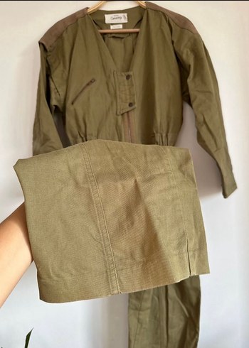 Kadın Haki Vintage Uzun Tulum Fermuarlı - Görsel 2