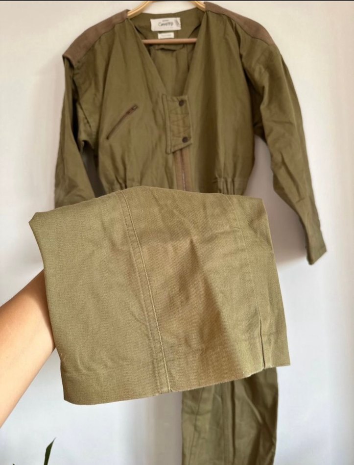 Kadın Haki Vintage Uzun Tulum Fermuarlı - Görsel 2