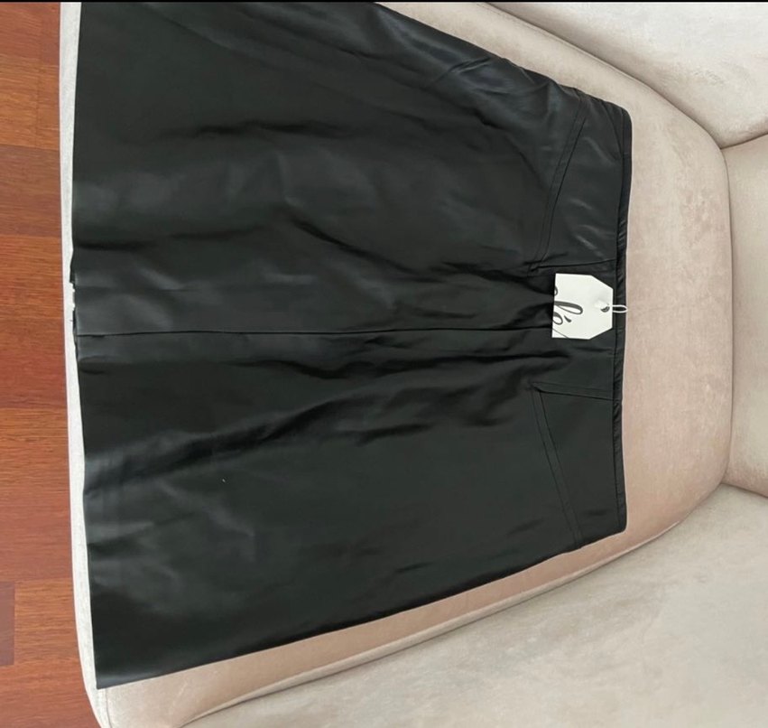 Fermuarlı Siyah Deri Mini Etek - Görsel 2