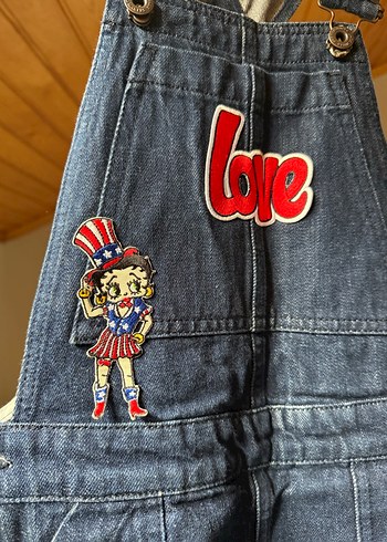 Kot Nakışlı Mini Tulum Salopet - Görsel 2