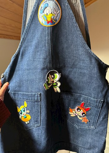 Kot Nakışlı Mini Tulum Salopet - Görsel 6