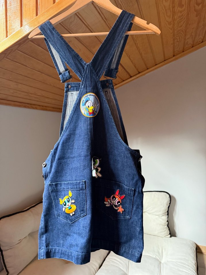 Kot Nakışlı Mini Tulum Salopet - Görsel 5