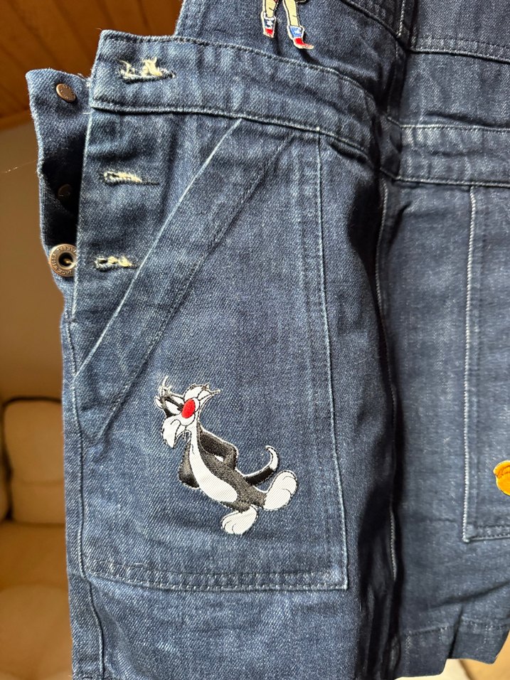 Kot Nakışlı Mini Tulum Salopet - Görsel 3