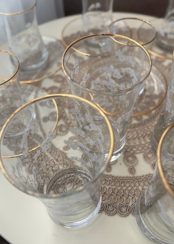 Altın Kenarlı Çiçek Desenli İnce Cam - Görsel 10