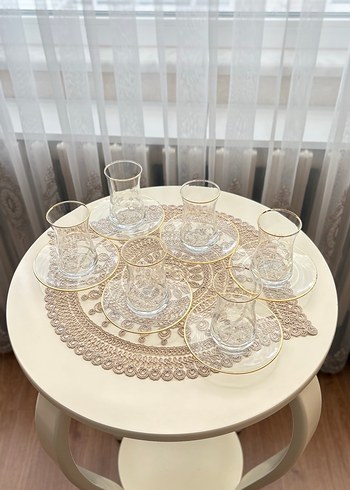 Altın Kenarlı Çiçek Desenli İnce Cam - Görsel 2