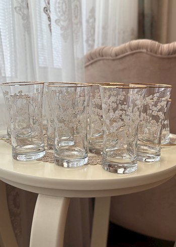 Altın Kenarlı Çiçek Desenli İnce Cam - Görsel 7