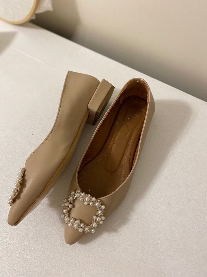 İnci Detaylı Bej Kadın babet - Görsel 3