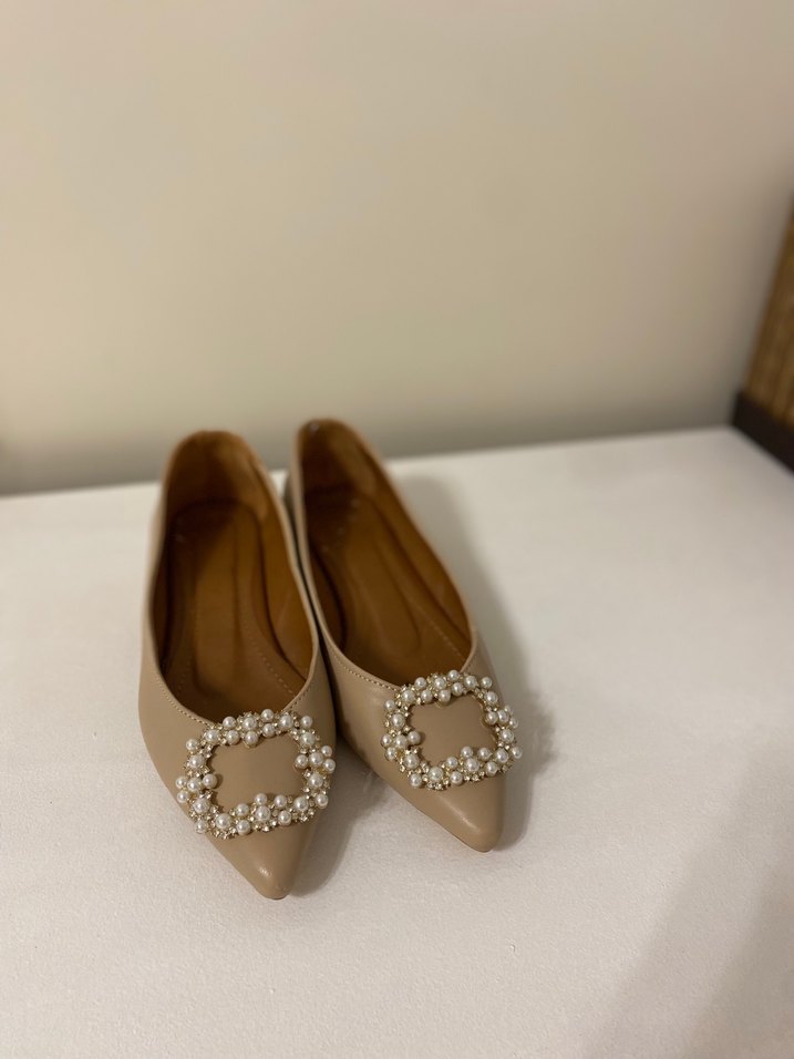 İnci Detaylı Bej Kadın babet - Görsel 4