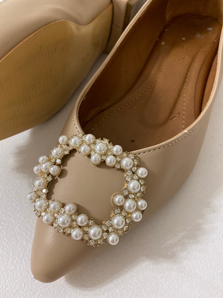 İnci Detaylı Bej Kadın babet - Görsel 2