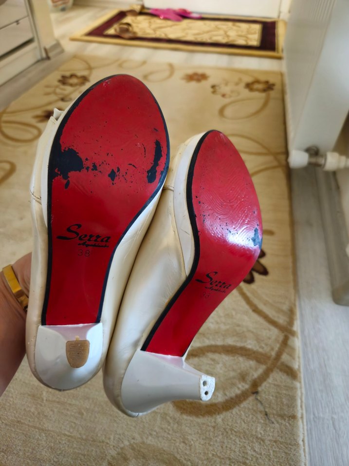 Beyaz Tokalı Kadın Topuklu Abiye Ayakkabı - Görsel 4