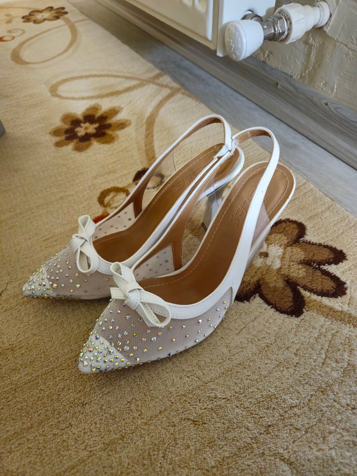 Beyaz Topuklu Abiye gelin Ayakkabısı - Görsel 4