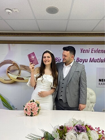 36 Beden beyaz Renk Nikah elbisesi
