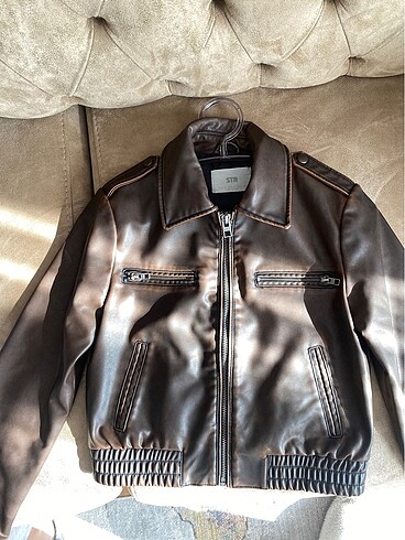 Stradivarius Stradivarius Vintage Deri Ceket
