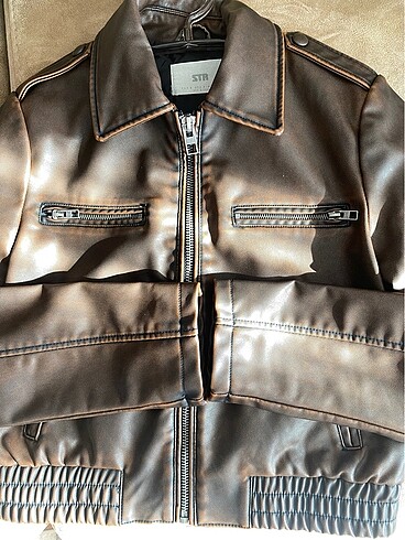 s Beden Stradivarius Vintage Deri Ceket
