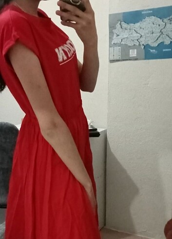 m Beden Kırmızı Günlük Elbise 