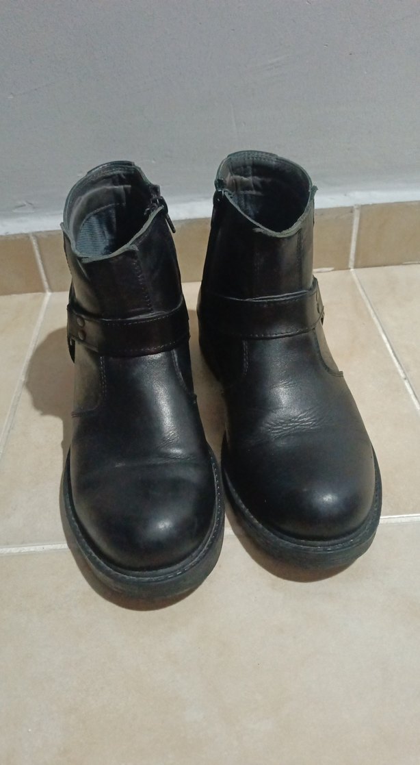 Siyah Deri Tokalı Biker Kadın Bot - Görsel 2