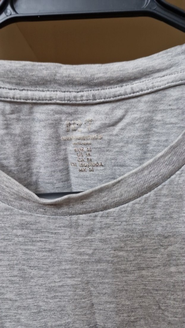 Gri Keten Erkek Tişört, Kısa Kollu, Rahat Kesim - Görsel 2