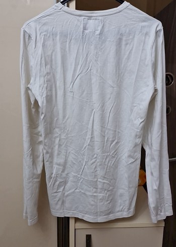 Beyaz Uzun Kollu Pamuklu Erkek Tişört - Görsel 3