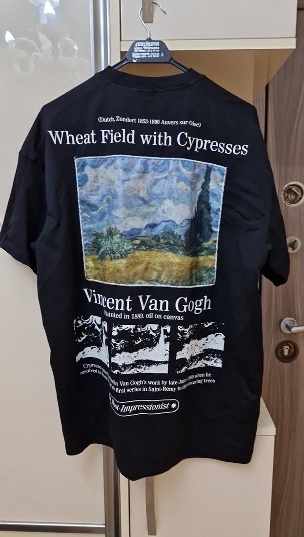 Vincent Van Gogh Baskılı Siyah Erkek Tişört - Görsel 2
