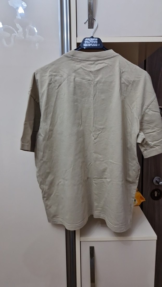 Bej Erkek Keten Kısa Kollu Tişört - Görsel 3