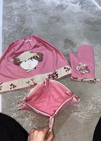 Nakışlı Pembe Mutfak tekstil Ürünleri - Görsel 2