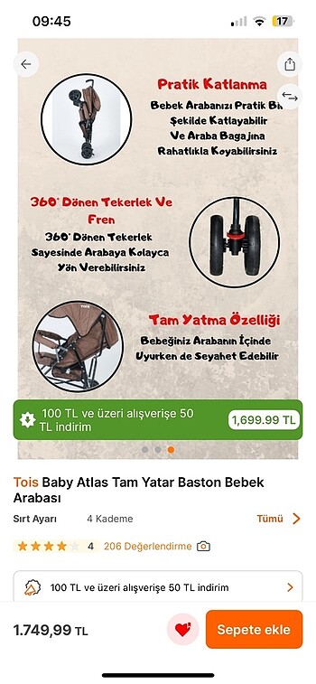 Diğer Beden Baston bebek arabası SATILDI