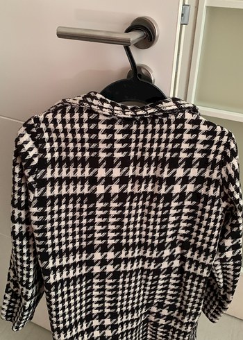 Kadın Gri Ekose Desenli Düğmeli Midi Kaban - Görsel 3