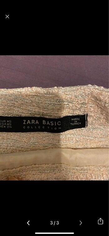 xs Beden Zara simli pudra renk etek iki defa giyildi